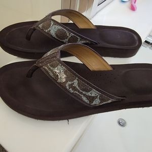 COACH brown flip flops
